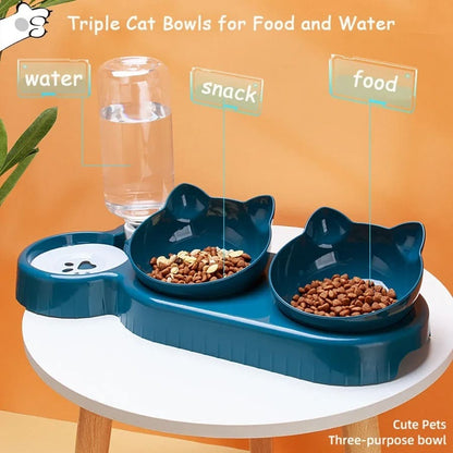 PawTrend™ - Triple Cat Bowls for Food and Water